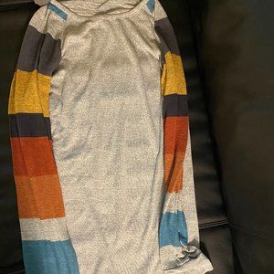 Long Grey Sweater w/ Multi Colored Sleeves